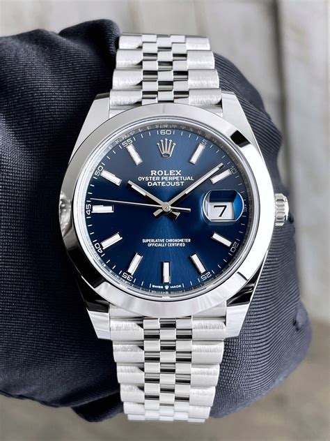 rolex datejust 41 blue dial 2022|Rolex 41mm Datejust mint dial.